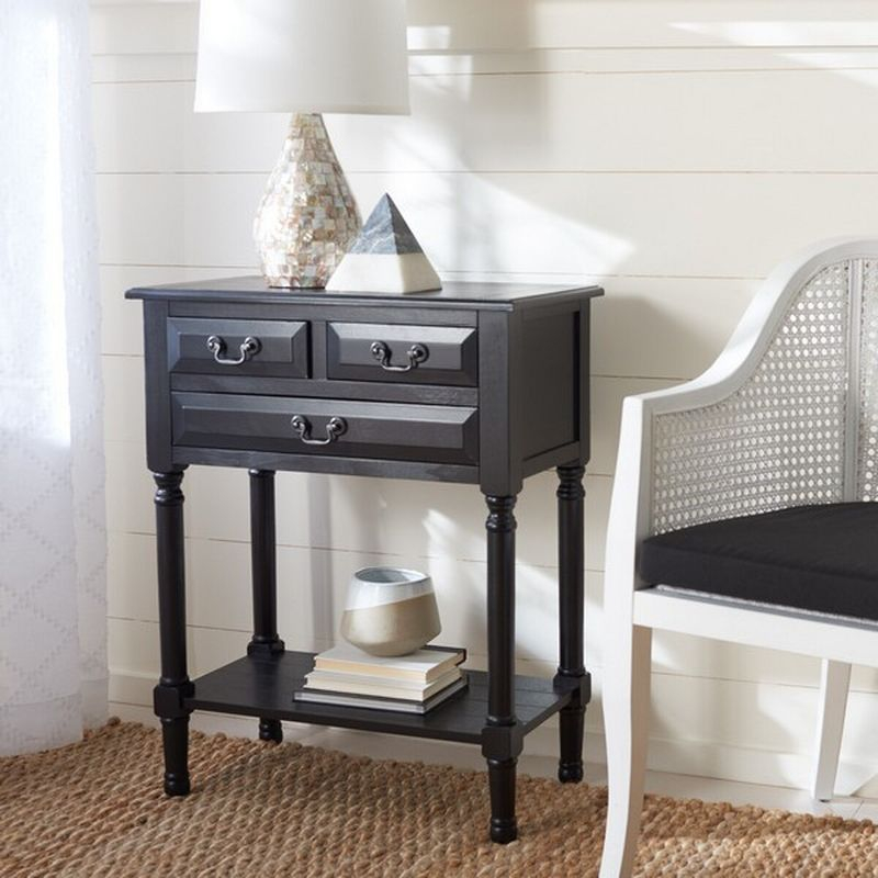 Primrose 3 Drawer Console Table - CNS5707B - Black - Safavieh