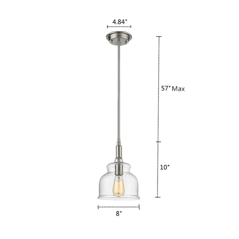 Chloe Lighting Zoe Transitional 1 Light Brushed Nickel Ceiling Mini Pendant 8" Wide