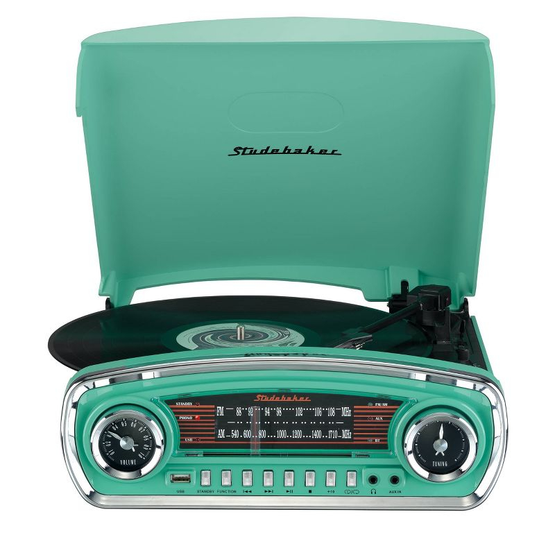 Studebaker Portable 3 - Speed Turntable Decorative Record Player with Bluetooth