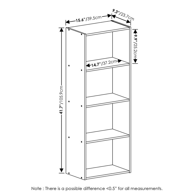 Furinno 4-Tier Open Bookcase 4-Cube Display Cabinet Floor Standing Storage Shelves Bookcase,French Oak