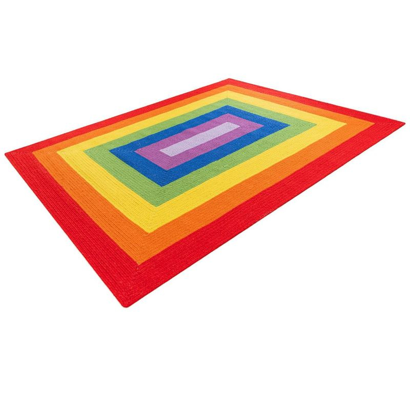 Unique Loom Hand Braided Rainbow Wool Collection Area Rug (3' 1" x 5' 1" Rectangle Multi/Blue)