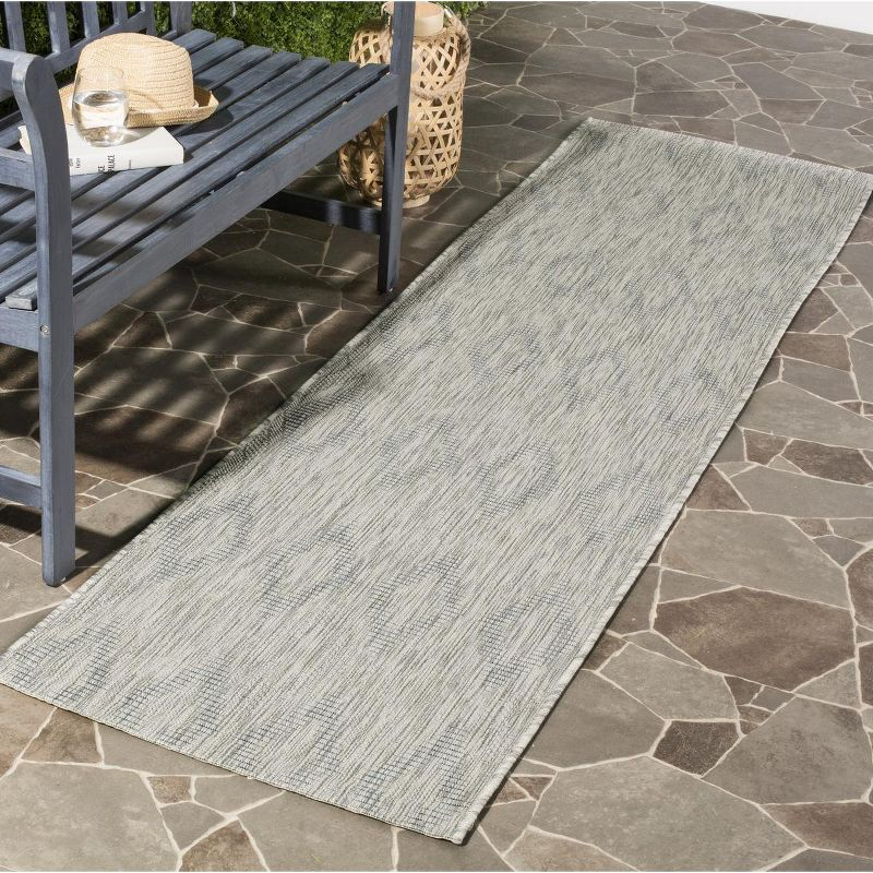 Courtyard CY8522 UV & Stain Resistant Non-Shedding Power Loomed Indoor/Outdoor Runner Rug - Grey/Grey - 2'3"x12' - Safavieh