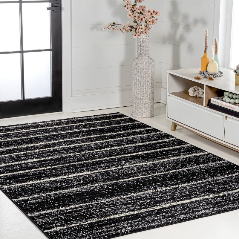 JONATHAN Y Williamsburg Minimalist Stripe Black/Cream 5 ft. x 8 ft. Area Rug