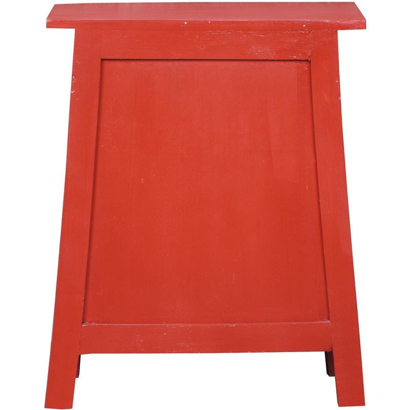 Besthom Shabby Chic Cottage 21 in. Red Rectangular Wood End Table