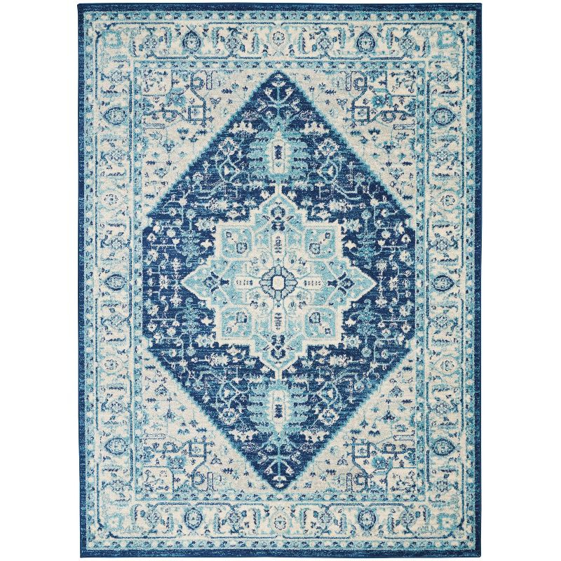 Nourison Tranquil Persian Indoor Rug Ivory Navy 5'3" x 7'3"