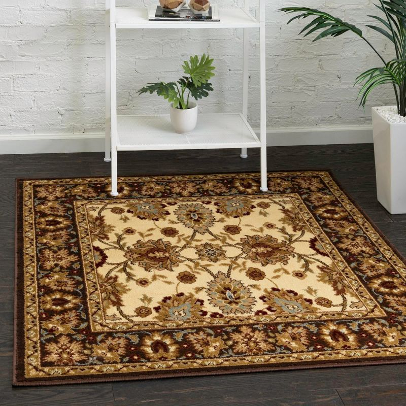 Unique Loom 4' 1 x 4' 1 Square Cream Voyage Springfield Area Rug