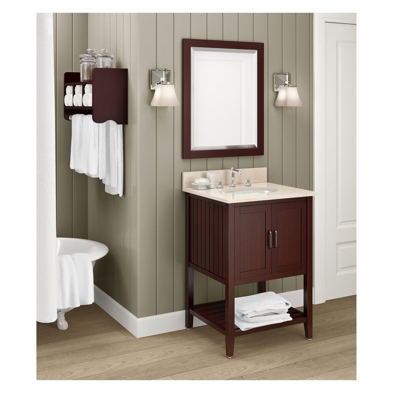 Alaterre Furniture Decorative Wall Cabinet Espresso Brown 25": Hardwood Bathroom Furniture with Towel Bar