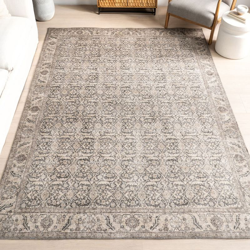 Nuloom Hillstone Collection Calantha Traditional Vintage Medallion Area Rug, 5' x 8', Beige