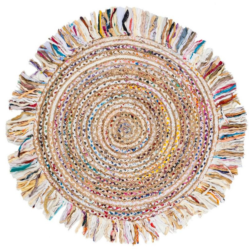 Cape Cod CAP206 Hand Woven Area Rug - Ivory/Light Beige - 4' Round - Safavieh.