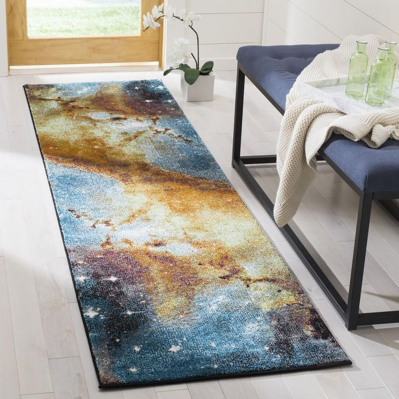 Galaxy GAL109 Power Loomed Indoor Runner - Orange/Multi - 2'3"x8' - Safavieh