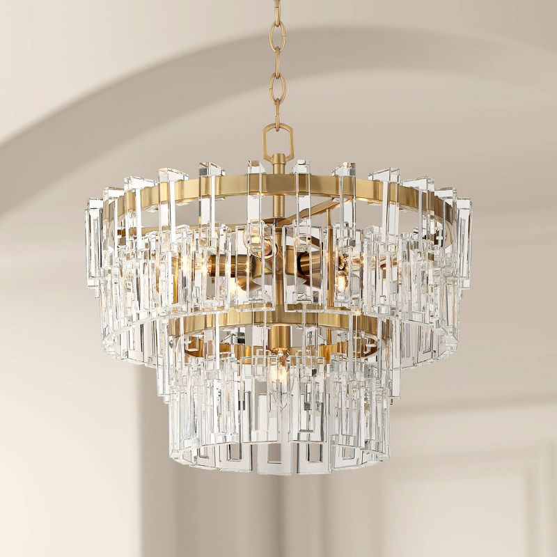 Vienna Full Spectrum Luxum Burnished Brass Chandelier 18 3/4" Wide Modern Tiered Crystal 6-Light Fixture for Dining Room House Foyer Kitchen Island