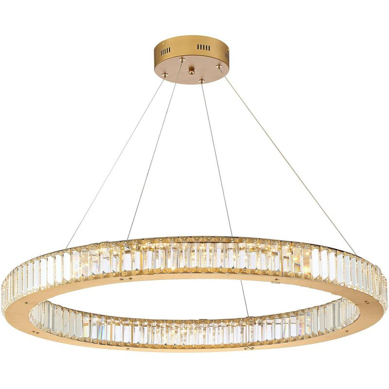 Possini Euro Design Vesta Gold Ring Pendant Light 35 1/2" Wide Modern LED Crystal Glass for Dining Room House Foyer Kitchen Island Entryway Bedroom