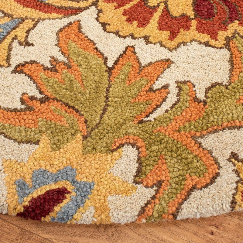 Blossom BLM912 Hand Hooked Area Rug - Ivory/Multi - 6' Round - Safavieh.