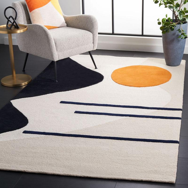 Rodeo Drive RD883 Hand Tufted Indoor Accent Rug - 4'x6' - Beige/Black - Safavieh