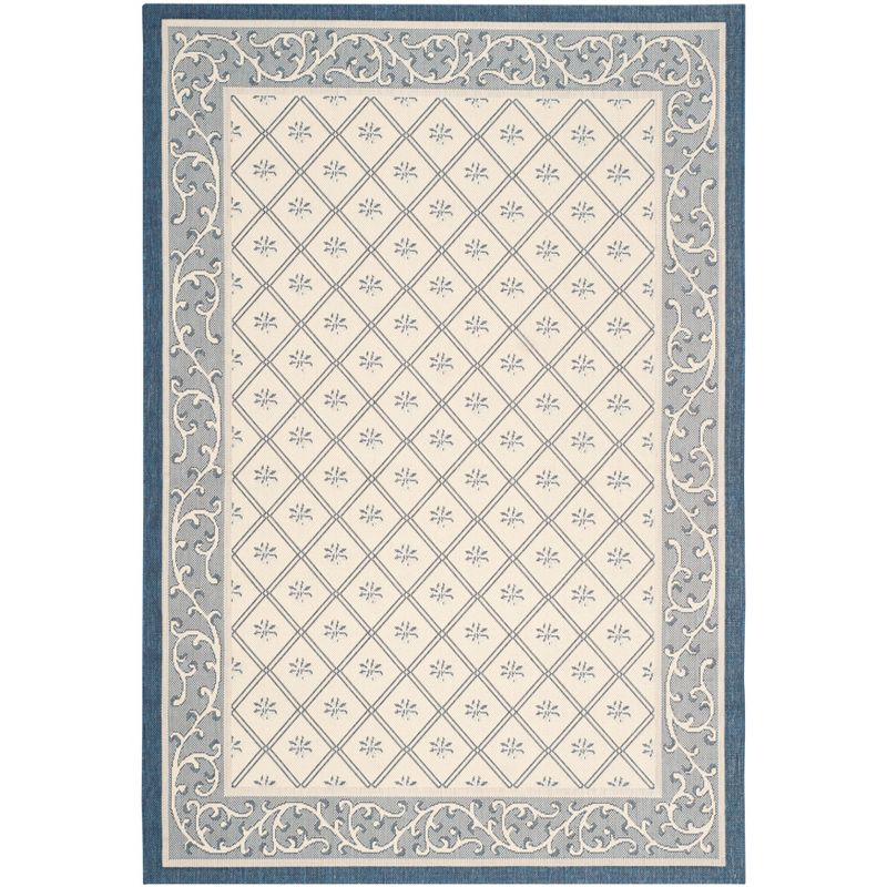 Courtyard CY7427 Power Loomed Indoor/Outdoor Area Rug - Beige/Navy - 5'3"x7'7" - Safavieh.