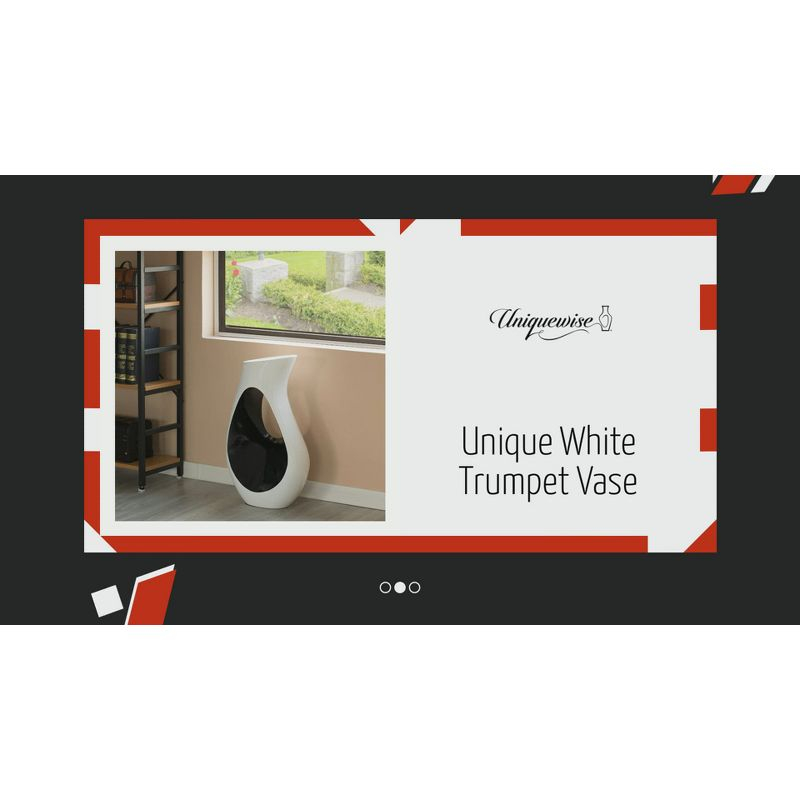 Uniquewise Tall Modern floor vase, White Unique Trumpet Floor Vase, Interior Decoration 24" Tall