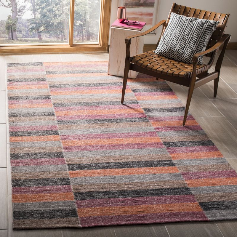 Striped Kilim STK411 Hand Woven Indoor Area Rug - Rust - 5'x8' - Safavieh.