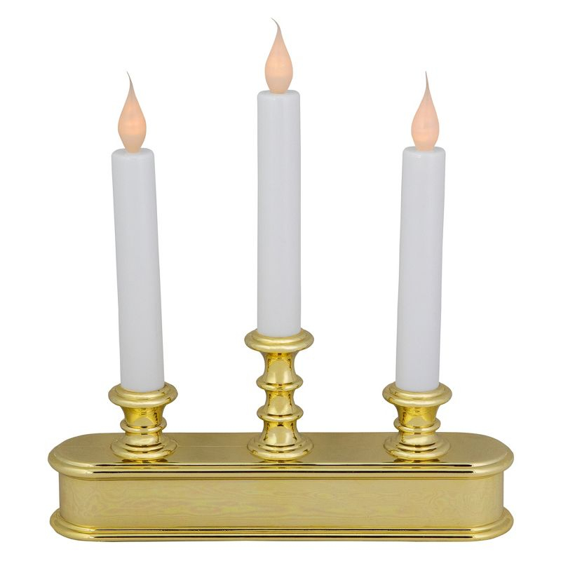 Northlight Seasonal 10" Pre-Lit LED White Lighted 3ct Candolier Christmas Candle Lamp | Wayfair