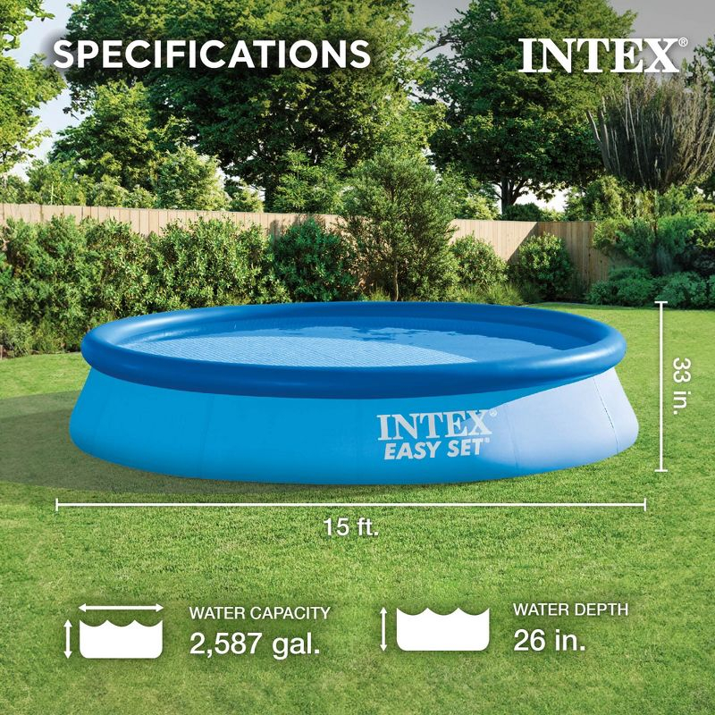 Intex Plastic Round Inflatable Pool 33'' H x 180'' W x 180'' L , with Pump Included