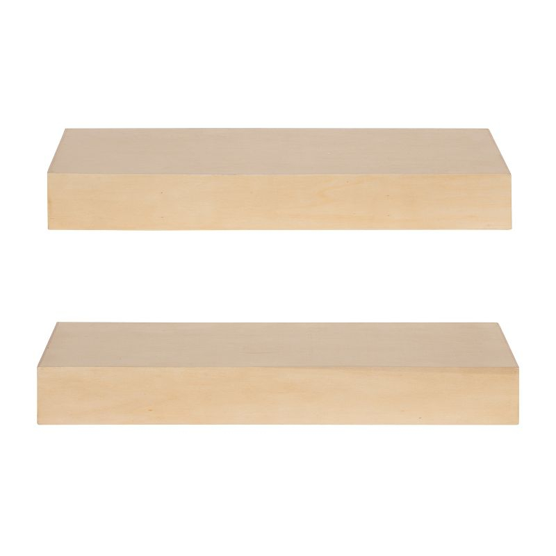 Kate and Laurel Havlock Rectangle MDF Floating Shelf, 2 Piece 18 Inch, Natural