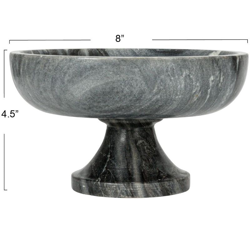 Storied Home Marble Footed Pedestal Bowl, Gray