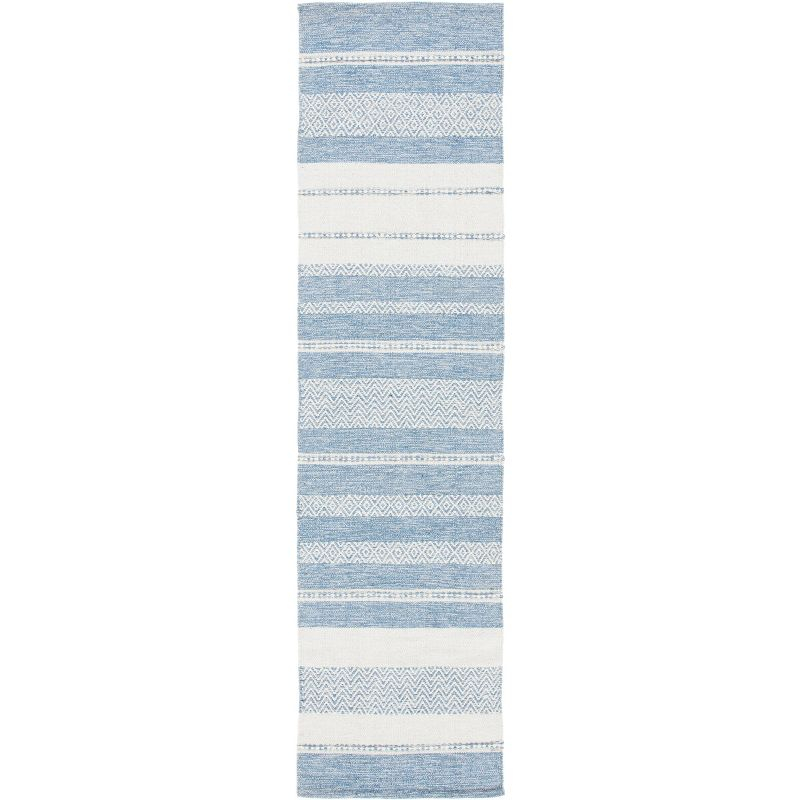 Striped Kilim STK503 Hand Woven Runner Rug - Ivory/Blue - 2'3"x9' - Safavieh.