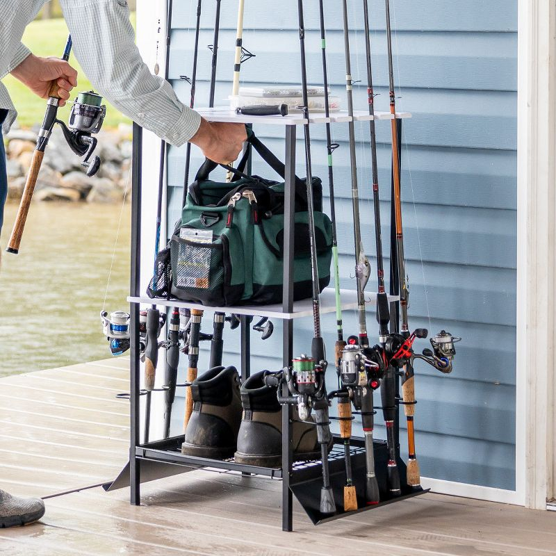 Teal Triangle Tarpin Fishing Pole Stand | Holds up to 10 Rods