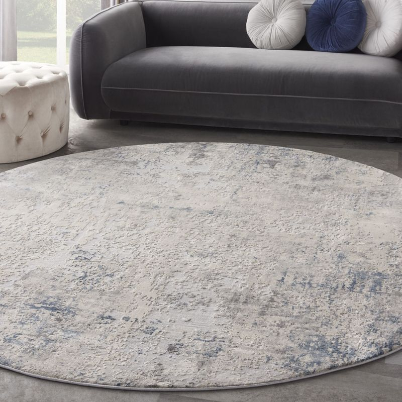 Nourison Rustic Textures Modern Indoor Area Rug Ivory Grey Blue 7'10" x round
