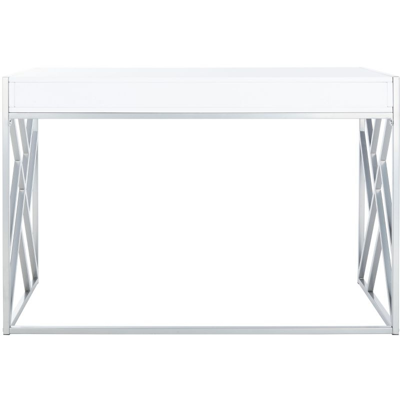 Elaine 1 Drawer Desk - White/Silver - Safavieh