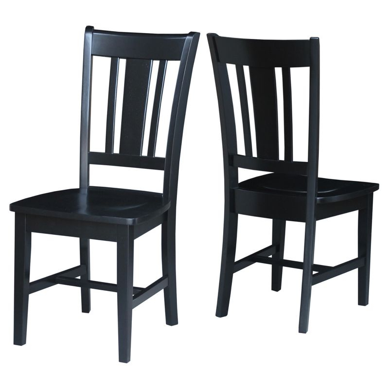 International Concepts Set of 2 San Remo Splatback Chairs Jet Black: Rubberwood Frame, Armless Design
