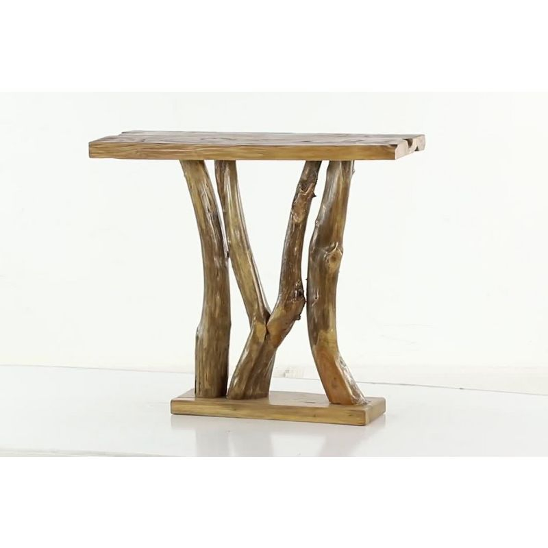 Contemporary Teak Wood Console Table Brown - Olivia & May: Sleek Entryway Furniture, Narrow Design, No Assembly Required