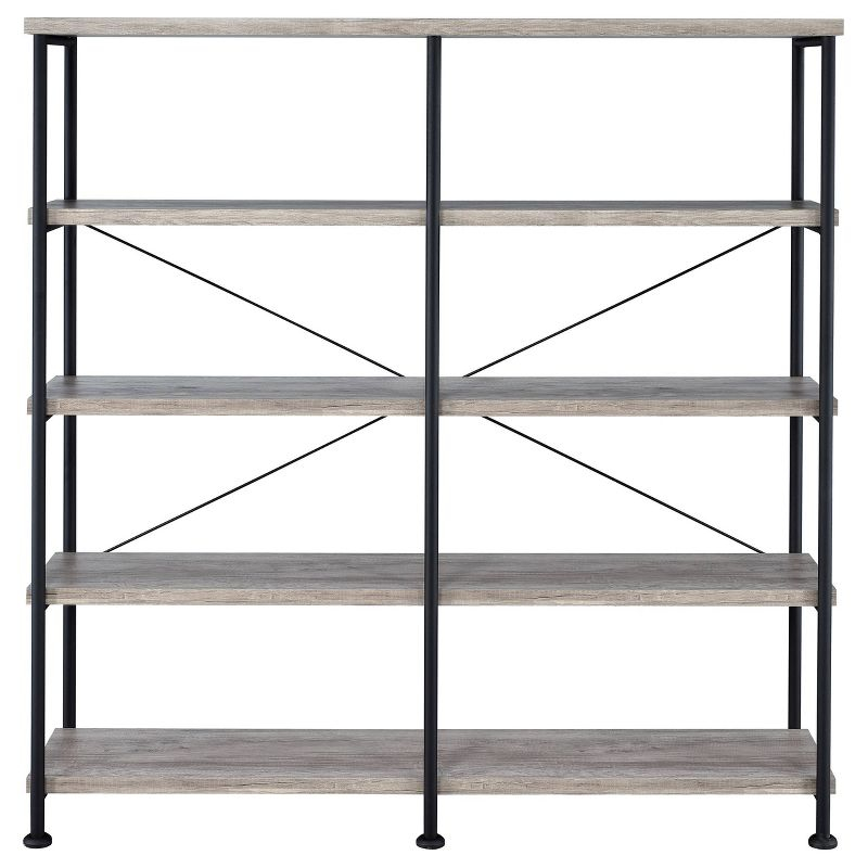 63" Analiese Double Bookcase with 4 Open Shelves in Gray Driftwood - Coaster