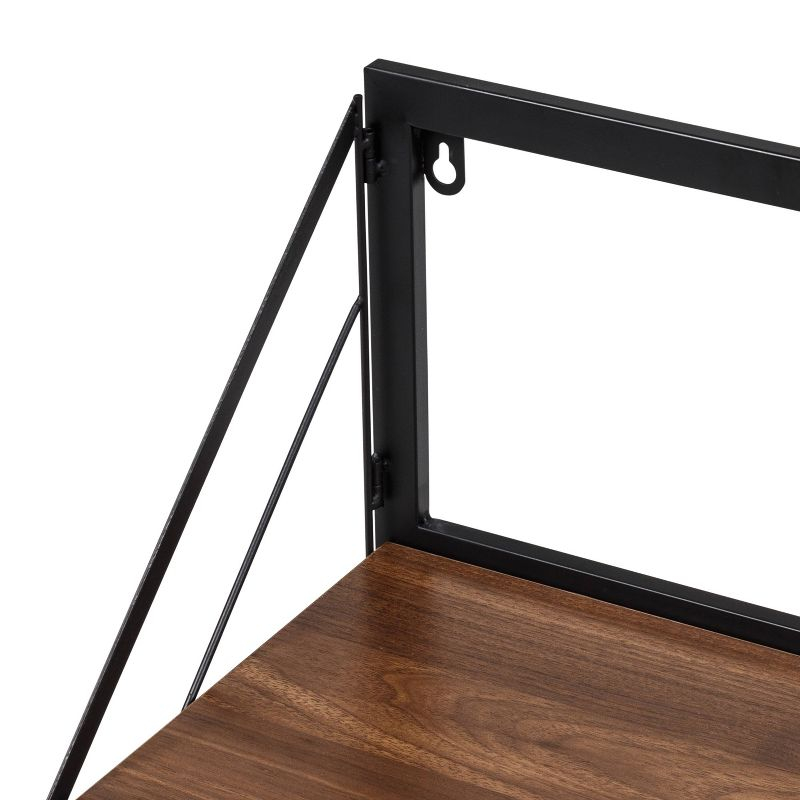 Honey-Can-Do Large Laundry Wall Shelf with Wood Walnut: 24 Inch Floating Shelf, Steel Frame, 15 lb Capacity