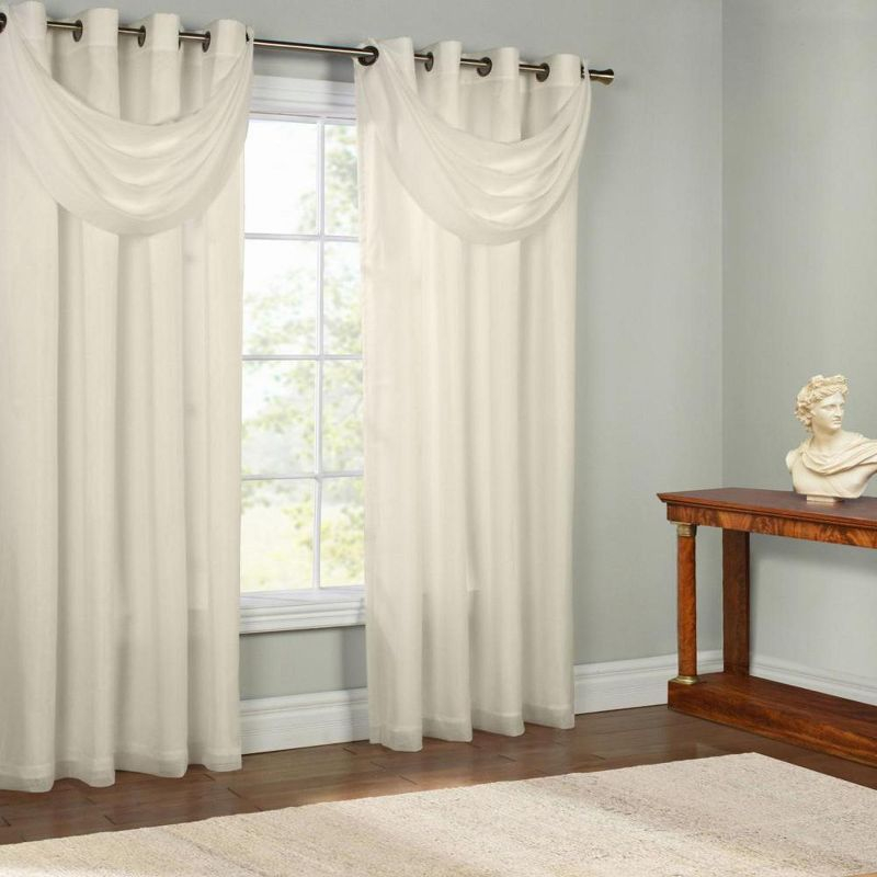 Commonwealth Thermavoile Rhapsody Lined Grommet Ascot Valance - 36x19" - Ivory