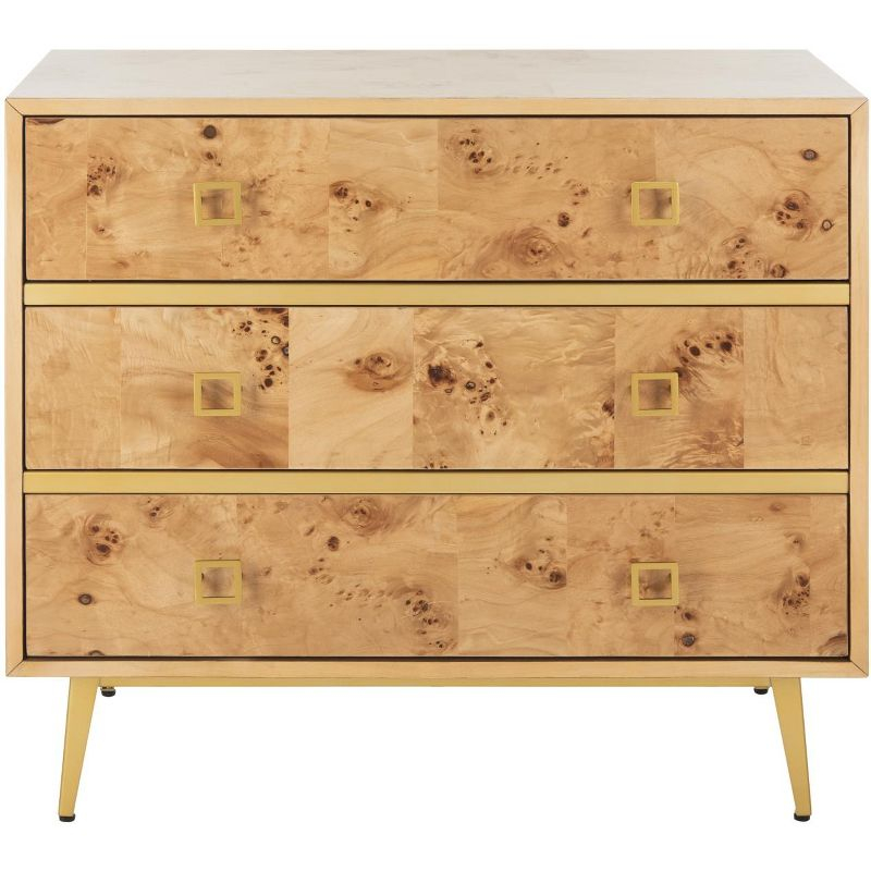 Katia 3 Drawer Chest - CHS6413 - Natural/Gold - Safavieh