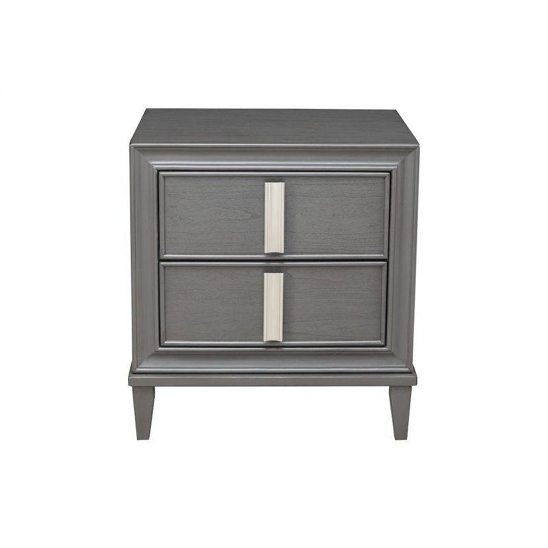 Alpine Furniture,Lorraine 2 Drawer Nightstand, Dark Grey