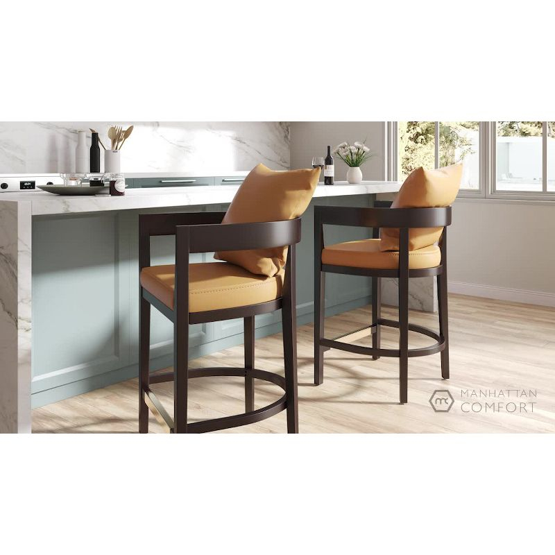 Ritz Beech Wood Counter Height Barstool Gray - Manhattan Comfort