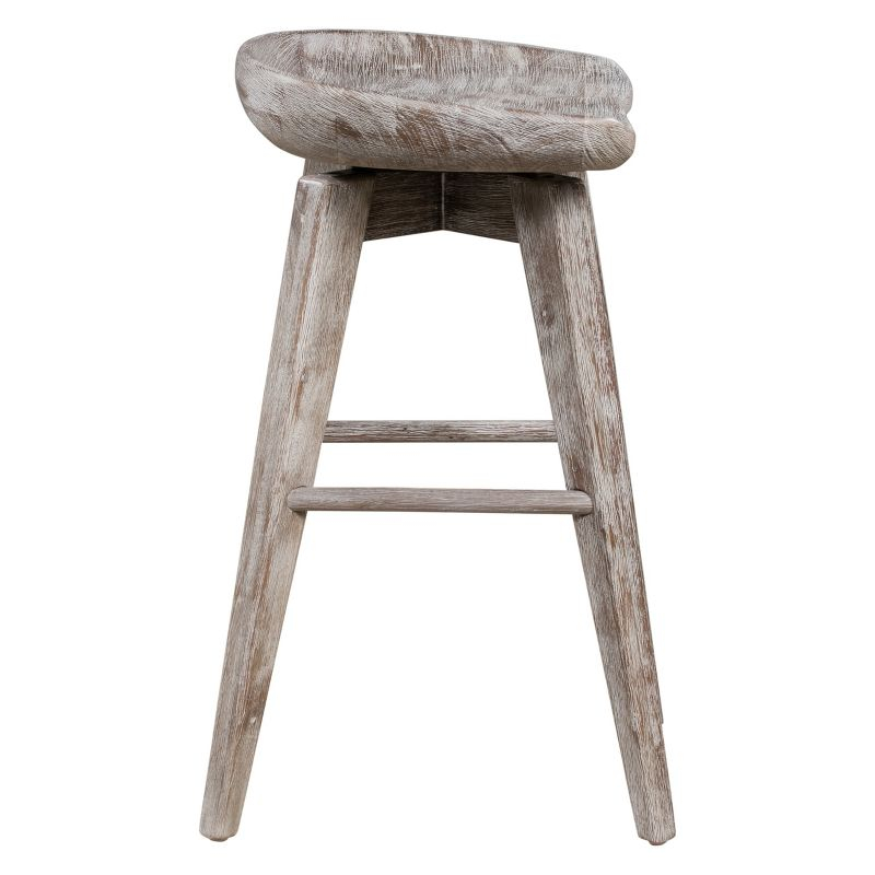 24" Bali Swivel Counter Height Barstool Barnwood - Boraam: Flared Legs, Wood Frame, 300lb Capacity