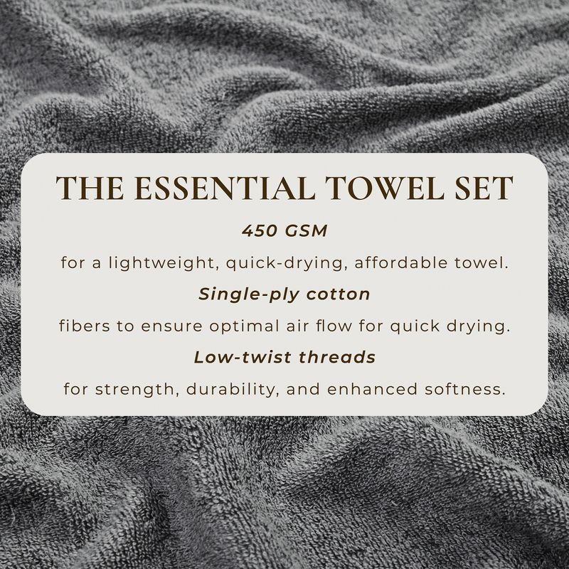 100% Cotton Quick-Dry Everday Towel Set - Great Bay Home (6 Pack Hand Towels, Dark Grey)