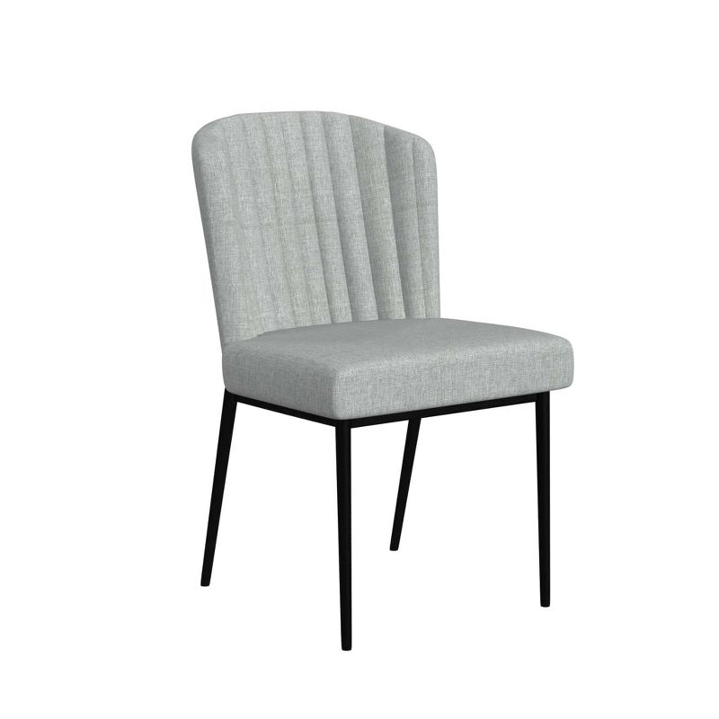 Channel Back Dining Chair with Metal Legs Light Gray - HomePop