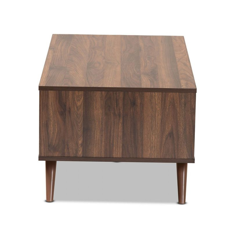 1 Drawer Naoki Two-Tone Wood Coffee Table Gray/Walnut - Baxton Studio: Modern Rectangular Particle Board Table with Shelf