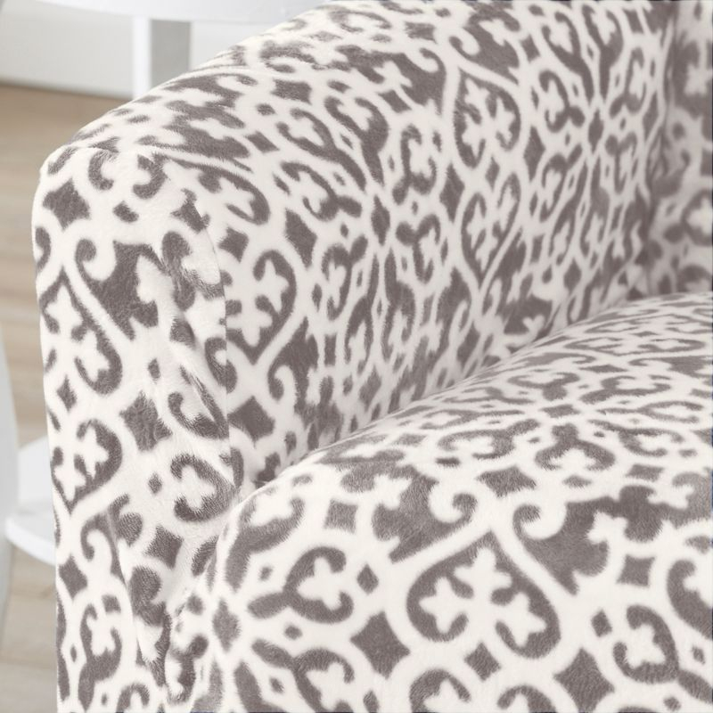 Great Bay Home Stretch Velvet-Plush Washable Chair Slipcover (Chair, Dark Grey - Snowflake)