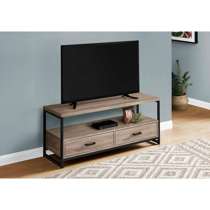 Monarch Specialties Tv Stand 48 Inch Console Media Entertainment Center Storage Drawers Laminate Metal Brown Black Contemporary Modern