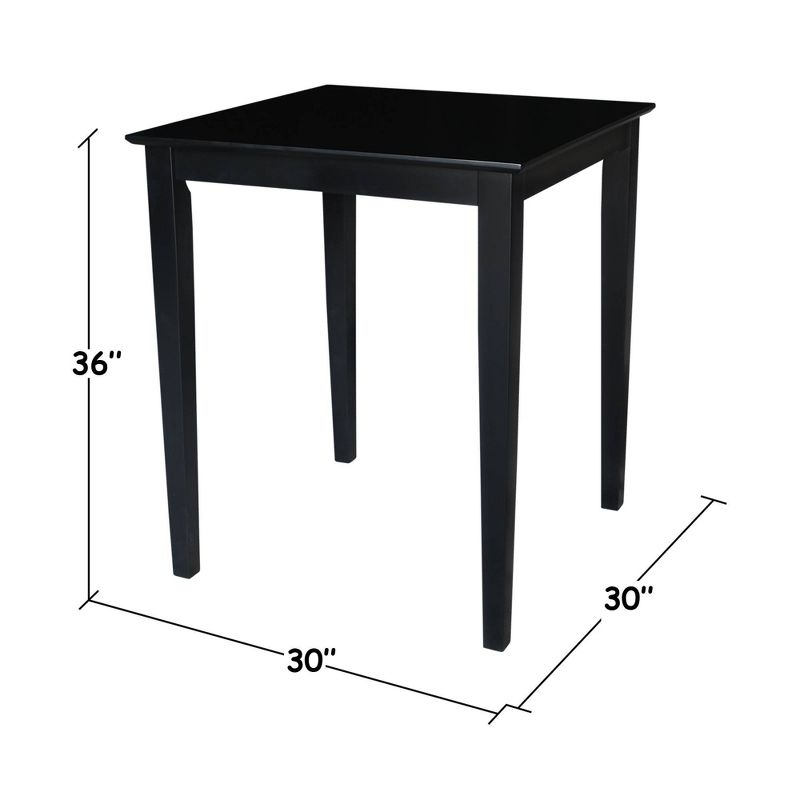 Solid Wood Top Counter Height Table with Shaker Legs Black - International Concepts: Square, 36" High