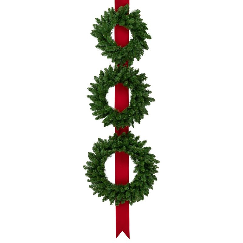 Northlight Seasonal Wreaths on Red Ribbon Hanging Christmas Decoration