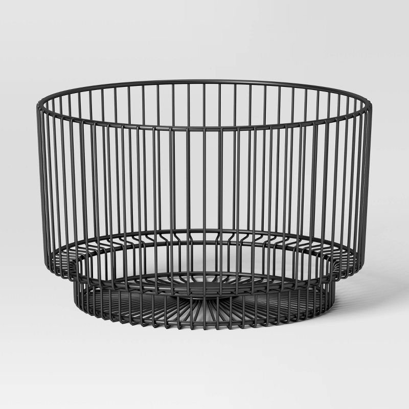 18" x 11" Metal Wire Basket with Black Finish - Threshold™: Modern Iron Storage, Round Shape