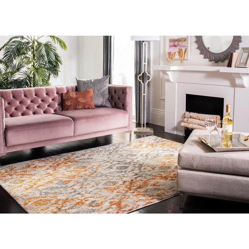Madison MAD608 Power Loomed Indoor Area Rug - Cream/Orange - 6'7"x9'2" - Safavieh.