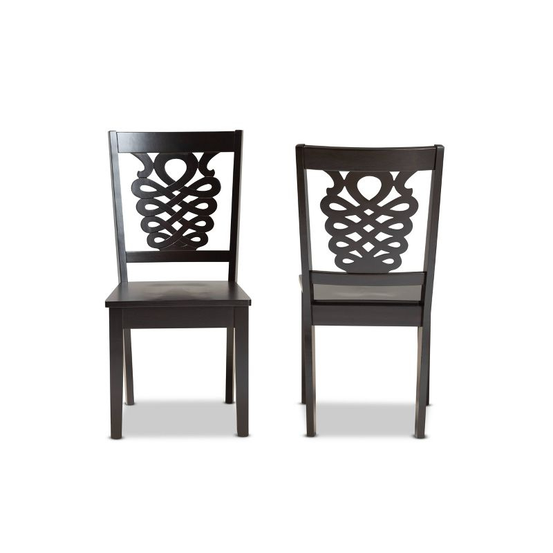 2pc GervaisTransitional Wood Dining Chair Set Brown - Baxton Studio: Polyester Upholstery, Spot Clean, Armless
