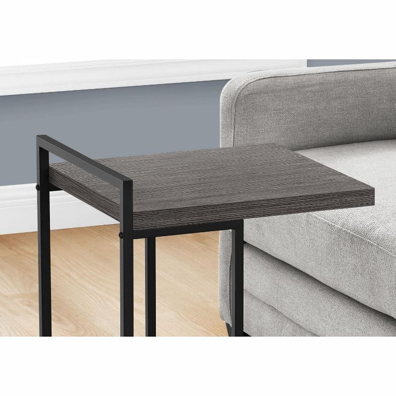 Monarch Specialties Accent Table, C-shaped, End, Side, Snack, Living Room, Bedroom, Grey Laminate, Black Metal, Contemporary, Modern
