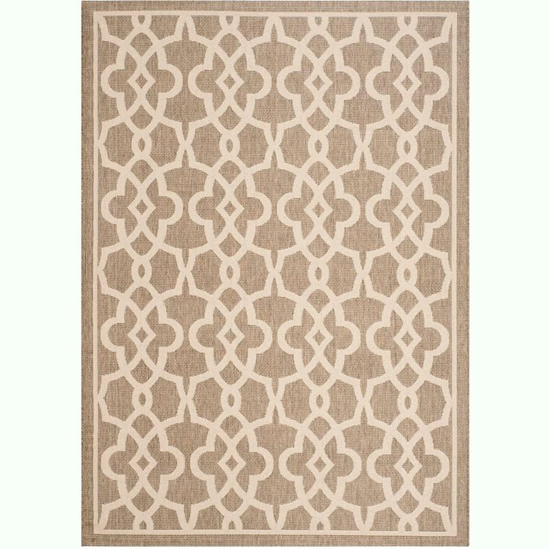 Courtyard CY6071 Power Loomed Indoor and Outdoor Area Rug - Mocha/Beige - 5'3"x7'7" - Safavieh